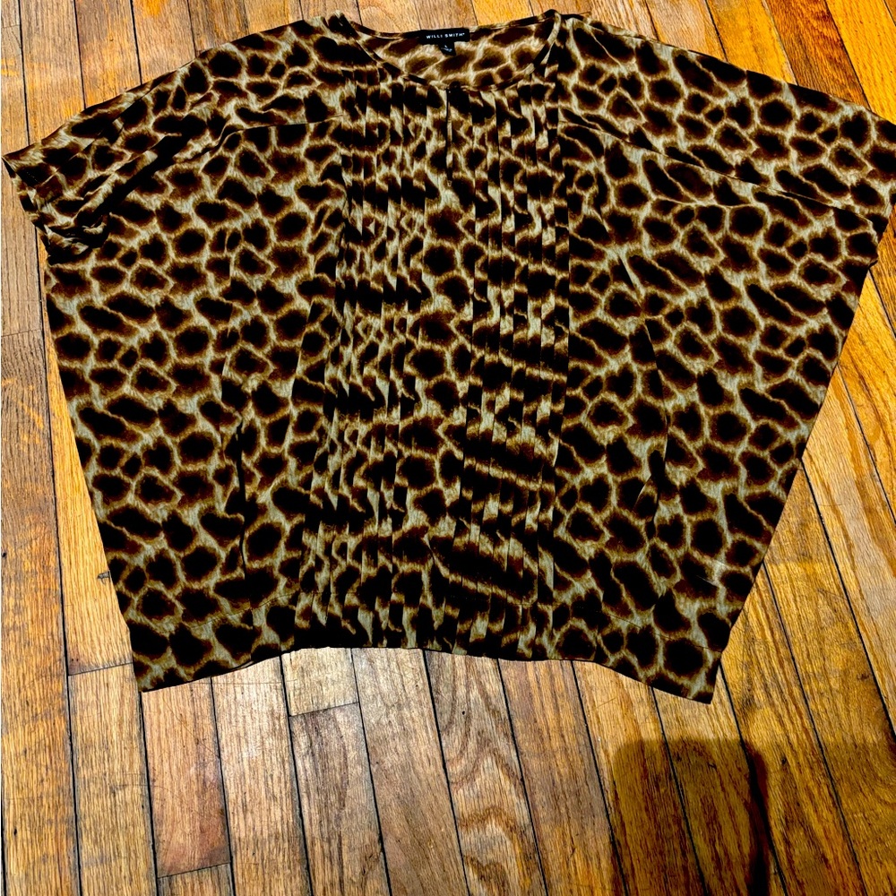 Animal print pleated front top size large